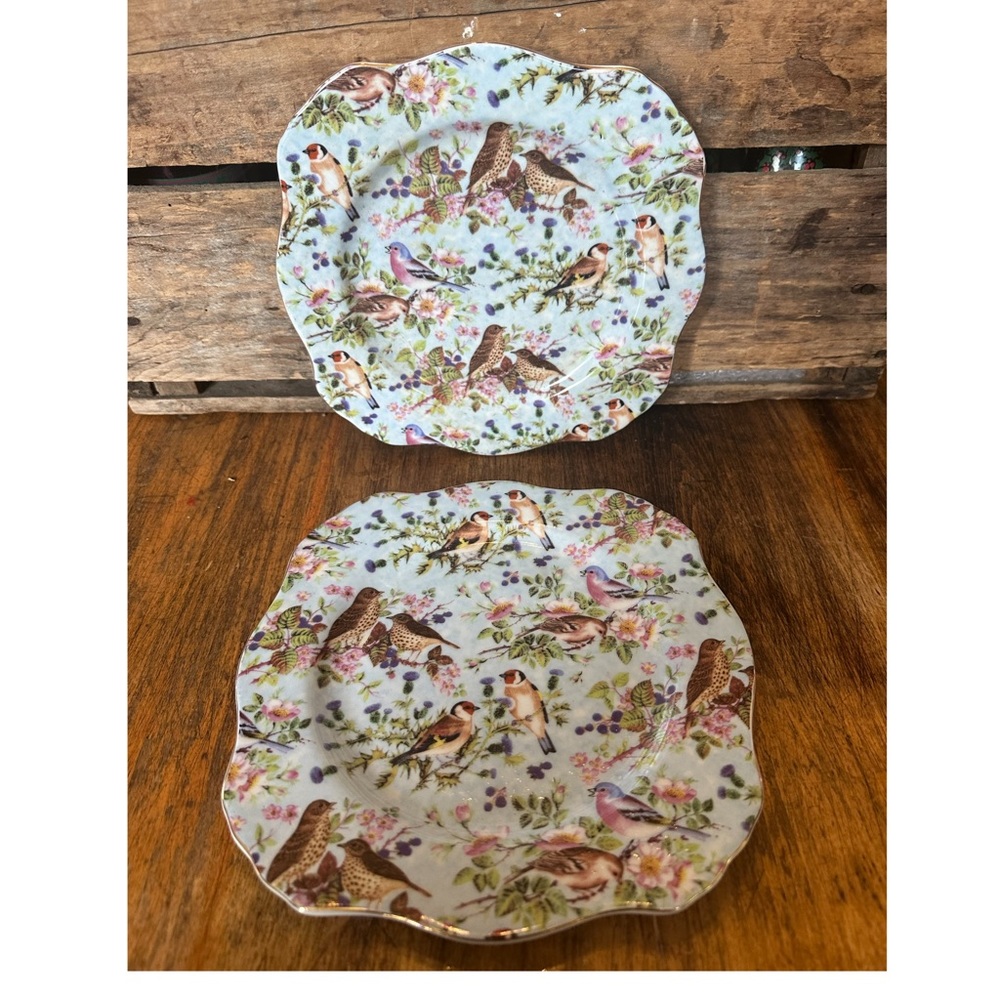 Vintage JAY AND SONS Song Bird Plates Decoration Only Set of 2 (8” x 8”)